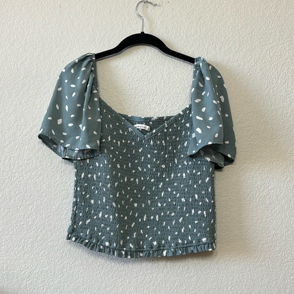 Abercrombie & Fitch Flutter Sleeve Ruched Top